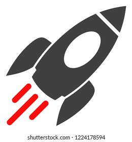 Space rocket icon on a white background. Isolated space rocket symbol with flat style.
