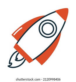 Space rocket icon on white background