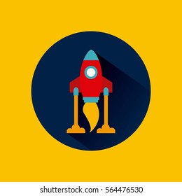 space rocket icon over blue circle and yellow background. colorful design. vector illustration
