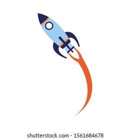 space rocket icon over white background, vector illustration