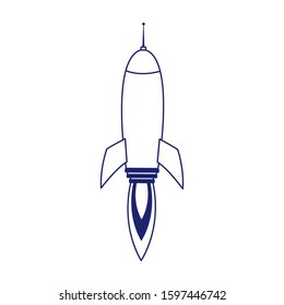 space rocket icon over white background, flat design, vector illustration