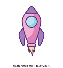 space rocket icon over white background, flat style, vector illustration