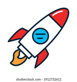 space rocket icon over white background, line and fill style, vector illustration