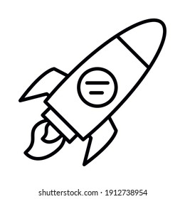 space rocket icon over white background, line style, vector illustration