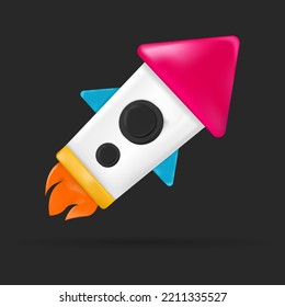 space rocket of icon realistic 3d render vector illustration