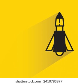 space rocket icon with shadow on yellow background