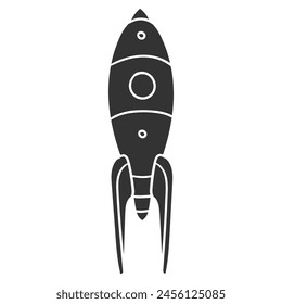 Space Rocket Icon Silhouette Illustration. Spaceship Vector Graphic Pictogram Symbol Clip Art. Doodle Sketch Black Sign.