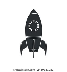 Space Rocket Icon Silhouette Illustration. Astronaut Vector Graphic Pictogram Symbol Clip Art. Doodle Sketch Black Sign.