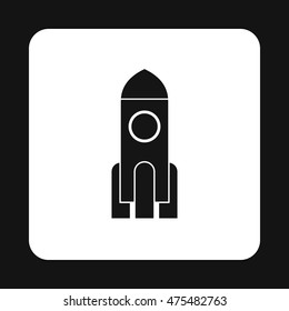 Space rocket icon in simple style isolated on white background. Aircraft symbol