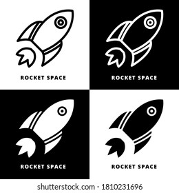 Space Rocket Icon Symbol. Vektorgrafik des Astronomielogos für Raumfahrzeuge
