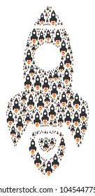 Space Rocket illustration organized in the set of space rocket icons. Vector iconized composition combined from simple design elements.