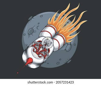 space rocket illustration, perfect for design of t-shirts, stickers, merchandise, etc