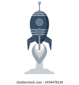 space rocket isolated on white background. Vector flat cartoon illustration