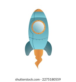Un cohete espacial aislado en un fondo blanco. Ilustración vectorial.
