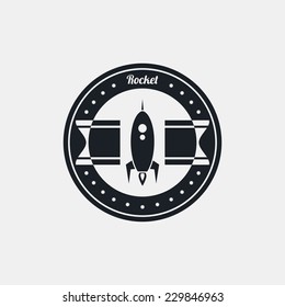 space rocket label art