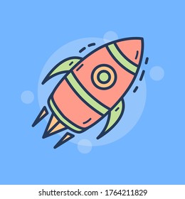 Space rocket lauch flat vector. Business project illustration style. Rocket start up concept, Business rocket flat style.  Ready to use for website, mobile app, presentation and any other projects.