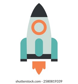 Space rocket launch aerospace technology isolated illustration