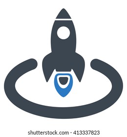 Space Rocket Launch Area vector icon. Style is bicolor flat icon symbol, smooth blue colors, white background.