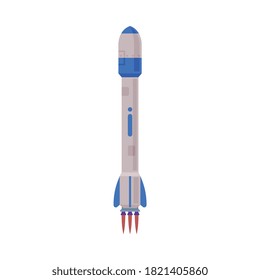 Space Rocket Launch, Astronautics and Exploration Technology Flat Style Vector Illustration