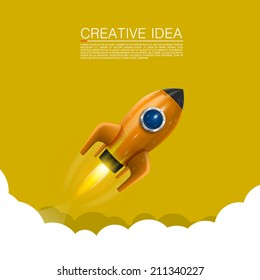 Space rocket launch. Rocket background, Rocket product cover, Startup creative idea, Vector illustration