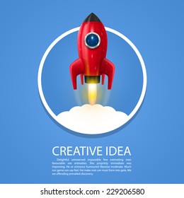 Space rocket launch. Rocket background, Rocket product cover, Startup creative idea, Vector illustration