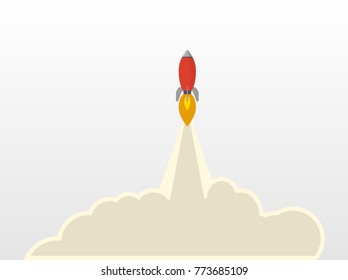 Space rocket launch. Business concept startup flat style. Vector illustration.