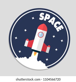 Space Rocket Launch Circle Frame Background Vector Image
