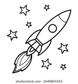 Space Rocket Launch A Coloring Page Adventure to the  Stars