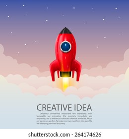 Space rocket launch, Creative idea, Rocket background, Vector illustration