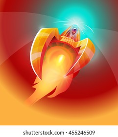 Space rocket launch. Creative idea. Spaceship  background. Vector illustration