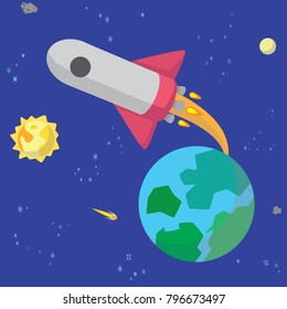 Space rocket launch from earth