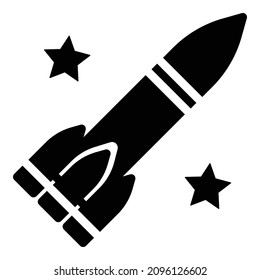 Space Rocket Launch Flat Icon Isolated On White Background