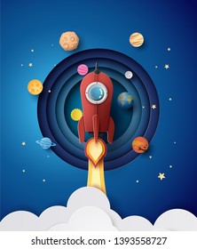 Space rocket launch and galaxy .