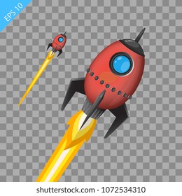 space rocket launch model icon and flame.