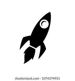 space rocket launch model icon and flame. logo or banner