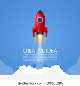 Space rocket launch, Rocket product cover, Startup creative idea, Vector illustration