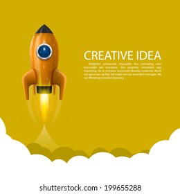 Space rocket launch, Rocket product cover, Startup creative idea, Vector illustration