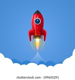 Space rocket launch, Rocket product cover, Startup creative idea, Vector illustration