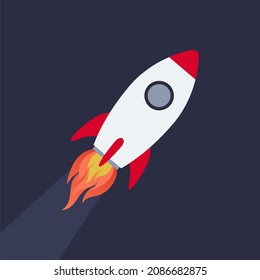 Space rocket launch. Rocket space ship take off. Concept of business product on a market. Vector