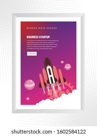 Space rocket launch to the sky in startup concept of business or project.