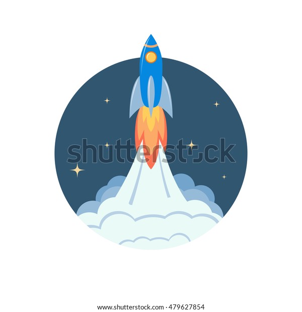 Space Rocket Launch Spaceship Taking Off Stock Vector (Royalty Free ...