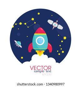 Space rocket launch. Start up business concept. Space background