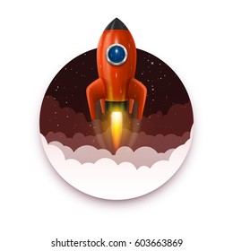 Space rocket launch, Startup creative idea, background, Vector illustration