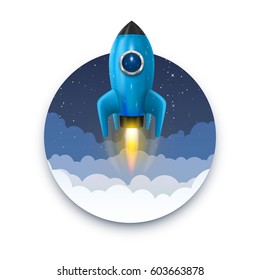 Space rocket launch, Startup creative idea, Rocket background, Vector illustration