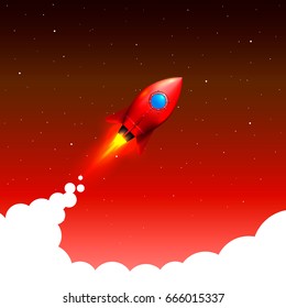 Space rocket launch. Startup creative idea, Vector illustration