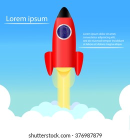 Space rocket launch and text. Vector illustration