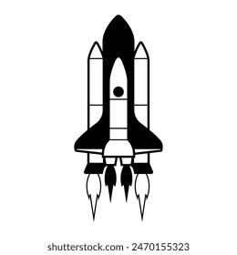 Space rocket launch vector icon