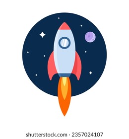 Space rocket launch Vector illustration, Concept of space, science, futuristic, travel exploration, business, startup, growth, toy, creative idea