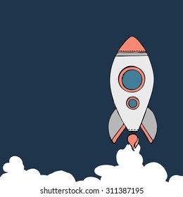 Space rocket launch. Vector illustration
