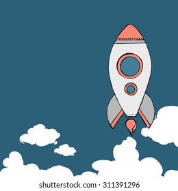 Space rocket launch. Vector illustration